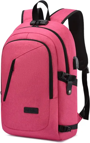 Vista 12 de WENIG - Mochila antirrobo para portátil de viaje con puerto de carga USB y cerradura, mochila de trabajo delgada y resistente al agua para hombres