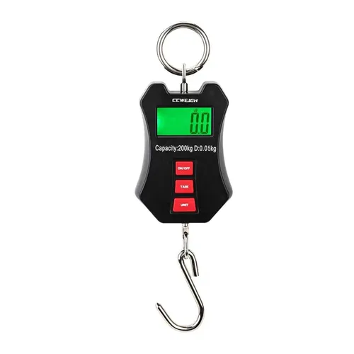 Vista 2 de 440 libras/200 kg Escala de grúa digital - Escala compacta LCD portátil para colgar para garaje, granja, caza, pesca y más (200 kg/Negro)