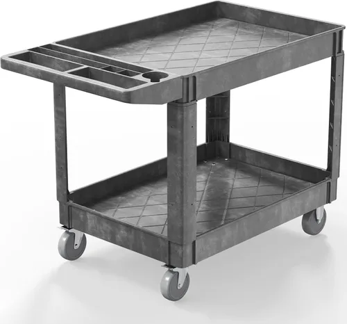 Vista 13 de Carrito utilitario con ruedas, carrito de servicio rodante de capacidad de 1000 libras, carros de trabajo de 34 x 17 pulgadas, carrito