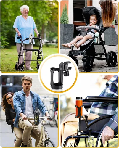 Vista 6 de BUNDLEPRO Portavasos para cochecito, portavasos universal para bicicleta