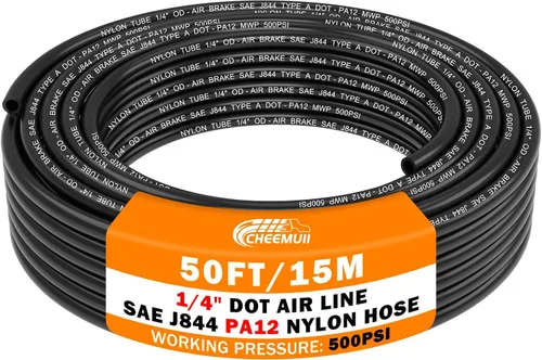 Vista 9 de CheeMuii 30 pies 1/4 línea de aire DOT 1/4" PA12 tubo neumático de nylon 9.1 metros 1/4 pulgada OD tubo de aire neumático tubo de línea de aire