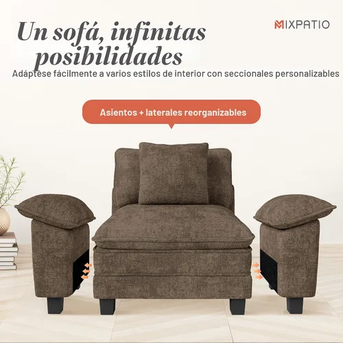 Vista 9 de MIXPATIO Sofá seccional modular en forma de L de 4 asientos de 124 pulgadas Topo