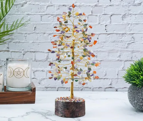 Vista 3 de Árbol de cristal de mezcla de chakras, piedras preciosas y cristales, curación de chakras, Feng Shui, árbol de meditación, árbol de piedras