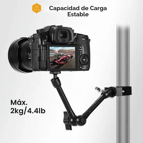 Vista 4 de TARION Brazo mágico con súper abrazadera – 11 pulgadas/11.0 in articulada ajustable montaje de cámara de fricción y abrazadera con rosca de 1/4