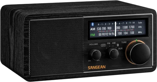 Vista 5 de SANGEAN Radio de gabinete de madera SG-118 AM/FM/Bluetooth con carga de teléfono USB