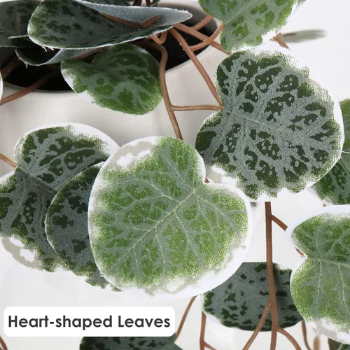 Vista 8 de Briful Planta artificial ZZ y cadena artificial de corazón con maceta de cerámica para el hogar, dormitorio, mesa, estante de oficina, decoración