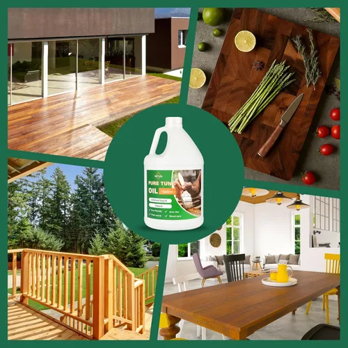 Vista 6 de 1 galón de 100% aceite de tung puro para acabado de madera - Seguro para alimentos para encimeras, muebles y pisos - Acabado de aceite de tung 100%