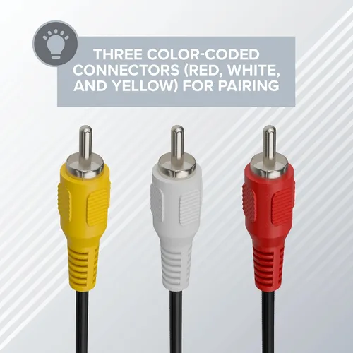 Vista 6 de THE CIMPLE CO Cable de audio y video RCA macho de 0.138 in a macho compatible con Roku y TiVo, cable A/V, no para cámaras, conector de cable