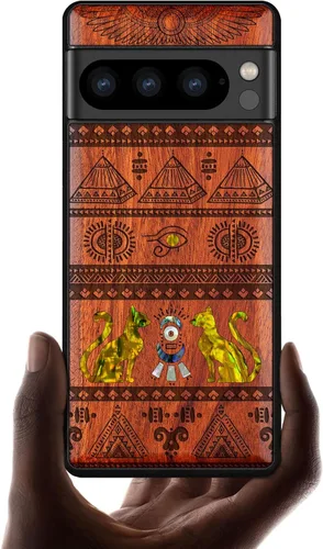 Vista 11 de Carveit Funda de madera de diseñador para Google Pixel 8 Pro (grabado de madera e incrustaciones de carcasa) compatible con cargadores inalámbricos