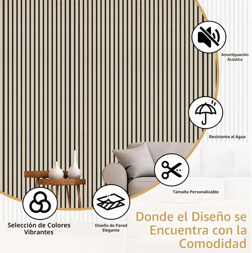 Vista 5 de RITOLLO Paquete de 4 paneles de madera para pared, paneles acústicos de listones de madera de 47.2 x 23.6 pulgadas para pared, paneles