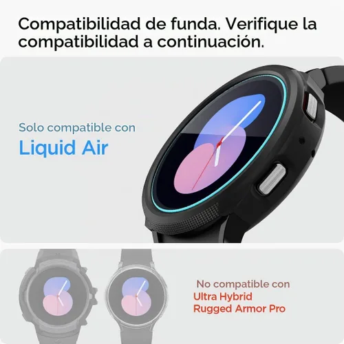 Vista 3 de Spigen Protector de pantalla de vidrio templado [GlasTR EZ FIT] diseñado para Galaxy Watch FE / 5/4 (1.575 in) - Paquete de 2