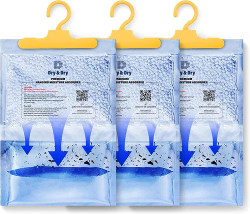 Vista 7 de Dry & Dry Paquete de 6 deshumidificadores absorbentes de humedad para el hogar, deshumidificadores para sótano para dormitorio, pequeños