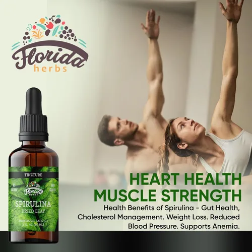 Vista 2 de Tintura de espirulina, extracto orgánico de espirulina (Arthrospira Platensis) Suplemento herbal, sin OMG en glicerina vegetal orgánica prensada