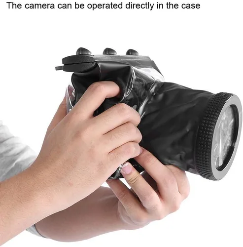 Vista 6 de Estuche de carcasa de cámara subacuática, bolsa protectora impermeable de 65.6 ft para cámaras DSLR SLR sin espejo (negro)