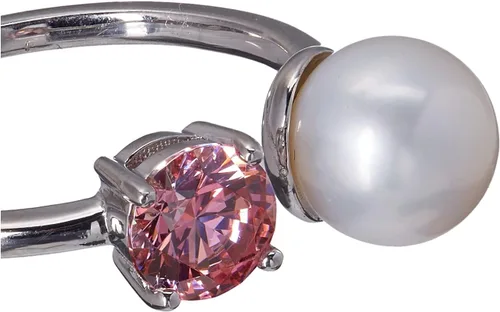 Vista 4 de Tienda Essentials Platinum Plated Sterling Silver Infinite Elements Cubic Zirconia Freshwater Pearl Ring (previously Tienda Collection)