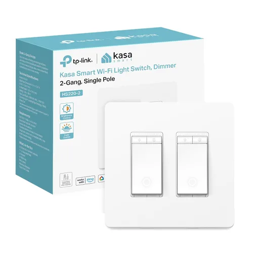 Vista 9 de Kasa Smart Interruptor de 2 Vías HS200-2, Un Solo Polo, Cable Neutro Requerido, Interruptor de Luz Wi-Fi de 2.4GHz Compatible con Alexa y Google