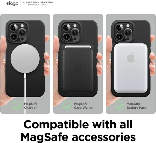 Vista 4 de elago Funda magnética compatible con MagSafe y iPhone 13 Pro de 6.1 pulgadas, imanes integrados, silicona líquida, funda protectora, compatible