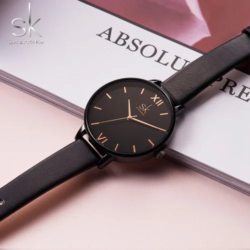 Vista 7 de SHENGKE - Reloj de pulsera para mujer con correa de piel, Decent, Casual, Geneva, a prueba de agua, para mujeres creativas