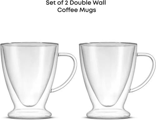 Vista 3 de JoyJolt Declan Irish - Tazas de café de vidrio con aislamiento de doble pared (juego de 2) -15 onzas