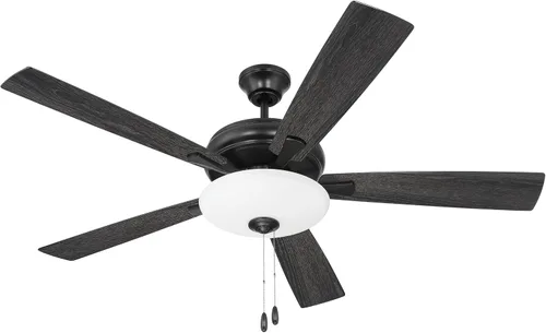 Vista 14 de Craftmade Ventilador de techo Eos de 52 pulgadas con 3 luces en acabado negro plano con cuchillas reversibles planas negras/madera gris