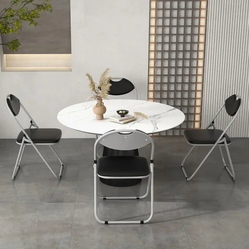 Vista 4 de Nightcore Paquete de 4 sillas plegables, sillas de comedor plegables con asientos y respaldo acolchados, asas de transporte apilables con marco