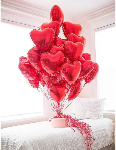 Vista 7 de 12 globos de aluminio con forma de corazón rojo, globos de 18 pulgadas, decoraciones de papel de aluminio adecuados para fiestas de cumpleaños