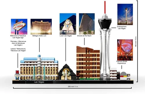 Vista 3 de LEGO Architecture Skyline Collection Las Vegas Kit de construcción 21047 (487 piezas)