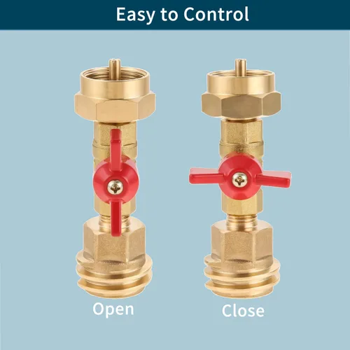 Vista 4 de Adaptador de propano de 20 libras a 1 libra convertidor con válvula, Adaptador de tanque de propano de 20 lb a 1 lb con válvula Convierte rosca