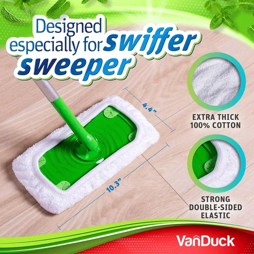Vista 5 de VanDuck - Almohadillas reutilizables 100% algodón para barredora Swiffer (2 unidades)