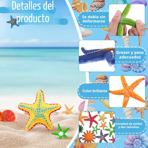 Vista 3 de YUJUN 16 juguetes grandes de piscina de buceo, playa colorida estrella de mar de verano natación bajo el agua, juguetes de piscina de goma suave