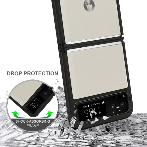 Vista 5 de Funda para Motorola Razr-2023: panel trasero transparente premium + cubierta de parachoques de TPU para Moto Razr 2023 (YKL negro)