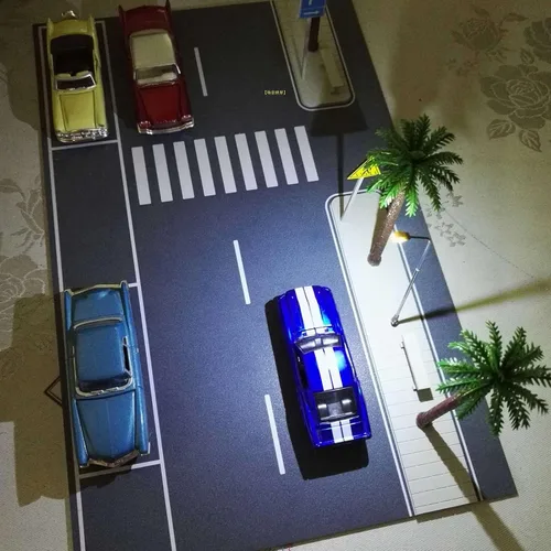 Vista 4 de Diorama 1/64 Coche Garaje Modelo LED Iluminación Estacionamiento Coche Ciudad Carretera Escena Modelo Juguete
