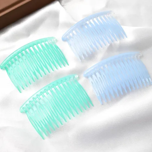 Vista 11 de Peine lateral de plástico para el cabello, juego de peines laterales de pelo francés rosa, peine giratorio de plástico, accesorios para niñas