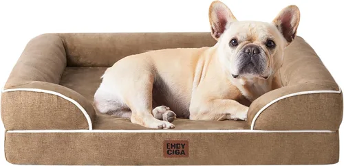 Vista 24 de EHEYCIGA – Cama ortopédica impermeable para perros pequeños, de espuma viscoelástica tipo caja de huevos, con bordes elevados y base antideslizante