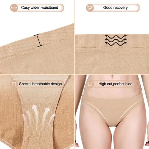 Vista 4 de MOLLDAN Calzoncillos de ballet de baile profesional para mujeres y niñas, sin costuras, ropa interior de bailarina beige