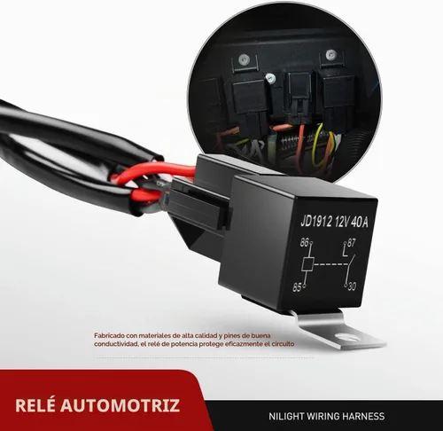 Vista 3 de Nilight Juego de arnés de cableado de barra de luz LED de 16 AWG, 2 cables de 12 V, interruptor de encendido, relé de alimentación, fusible