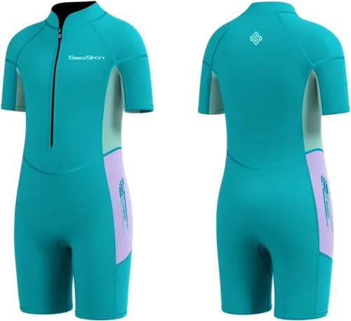 Vista 9 de Seaskin - Traje de neopreno para niños, cremallera frontal de 2 mm, trajes de baño térmicos cortos para buceo Neoprene Front Zip Diving Suits