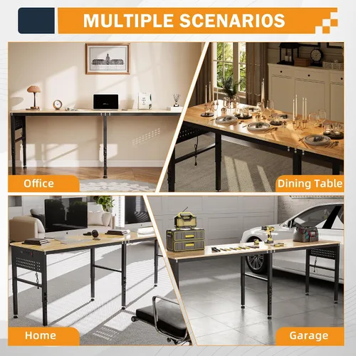 Vista 6 de Banco de trabajo resistente ajustable de 96" con tomas de corriente