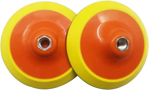 Vista 5 de 3 placas de respaldo de gancho y bucle de 3 pulgadas, almohadillas de lijado de rosca de 5/8 pulgadas para pulidora rotativa y lijadora