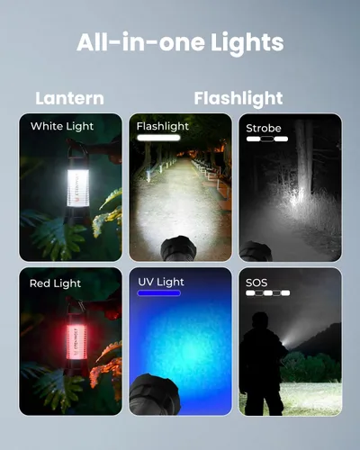 Vista 2 de ETENWOLF Linterna de campamento ultra brillante, mini linterna LED de 1000 lúmenes, linterna recargable de 5000 mAh con 6 modos, luz portátil