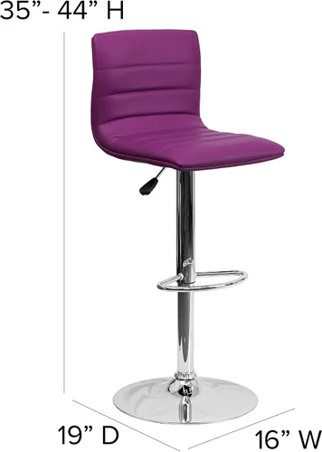 Vista 54 de Flash Funiture silla de bar ajustable con base cromada, Vinilo, Gris
