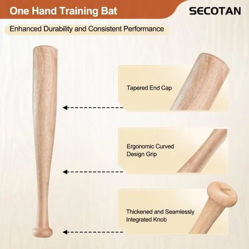 Vista 3 de Bate de entrenamiento de béisbol de madera, bate de madera duradero y resistente, ideal para la práctica de bateo de sóftbol, bate de diseño