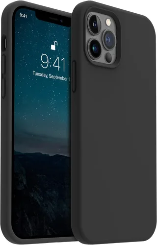 Vista 21 de AOTESIER - Funda a prueba de golpes diseñada para iPhone 12 Pro Max, funda de silicona líquida con [forro de microfibra suave antiarañazos]