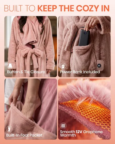 Vista 3 de Manta térmica eléctrica con bolsillos para los pies, regalo para Rosa