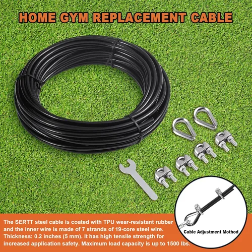 Vista 2 de SERTT Cable de repuesto para máquina de cable de polea, cable de polea para gimnasio casero DIY, longitud de cable de alambre de 32.8/65.6/98.4 pies
