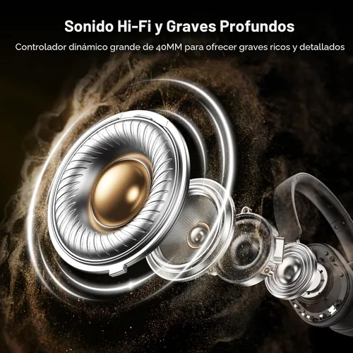 Vista 5 de UGREEN HiTune Max5c Auriculares inalámbricos sobre la oreja, ANC híbrido, tiempos de reproducción 75H Hi-Res LDAC, Spatial Audio, Bluetooth 5.4