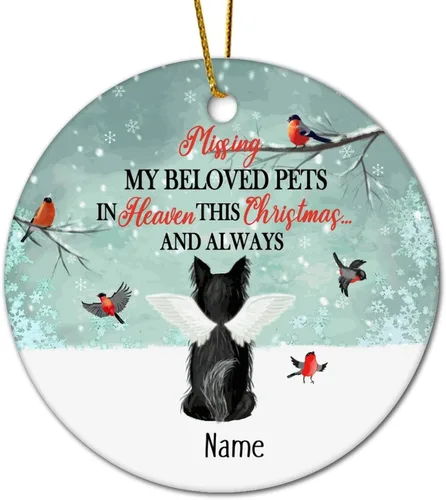 Vista 6 de Personalized Pet Memorial Ornament, Miss My Beloved Pets in Heaven Ornament, Dog Christmas Ornament, Pet Loss Gift, Dog Angel Wings Ornament, Custom
