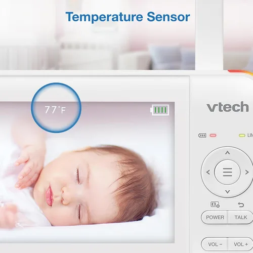 Vista 12 de VTech Monitor de video para bebés con pantalla LCD de 5 pulgadas, hasta 17 horas de video y 31 horas de duración de batería de audio, visión
