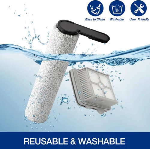 Vista 5 de Rodillos de cepillo F25 y filtro HEPA para aspiradora inalámbrica en seco y húmedo Roborock F25/F25 ACE/F25 ALT/F25 LT/F25 RT/F25 GT, 3 rodillos