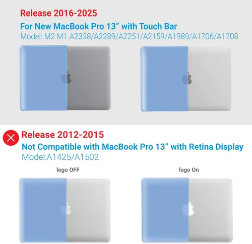 Vista 4 de IBENZER - Carcasa rígida de tacto suave para MacBook Pro de 13 pulgadas con Touch Bar y Touch ID, con funda de teclado y adaptador Type C
